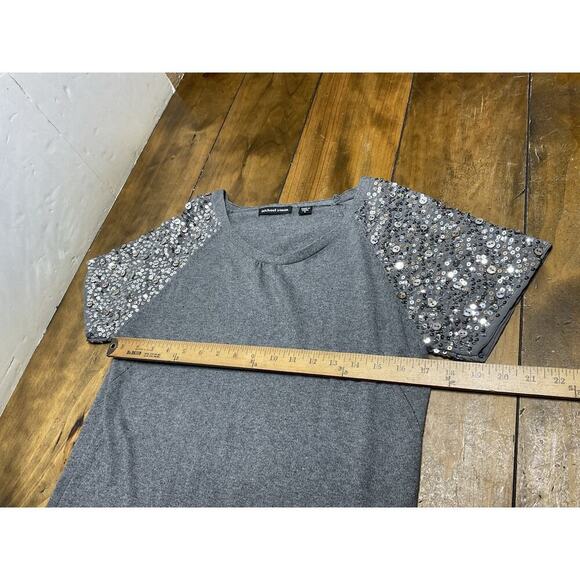 MICHAEL SIMON Gray Knit Sweater Dress Sequin Buttons Embellished Cashmere Blend - Picture 6 of 8